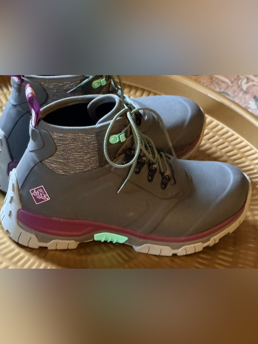 Women’s MUCK Gray Hiking Boots with Purple & Mint  11